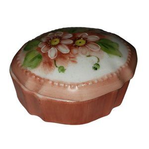 Floral Trinket 3" x 2.5" x 1"  Box, Gorgeous Textured Floral Painting Marked D5